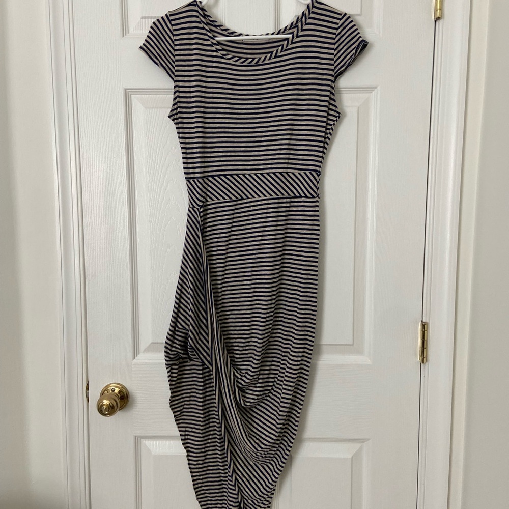 striped hi low dress